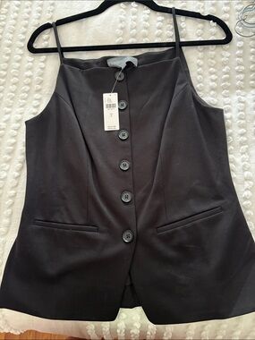 NWT Anthropologie Black Button-Front Cami Top Size Small